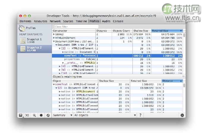 Chrome开发者工具之JavaScript内存分析